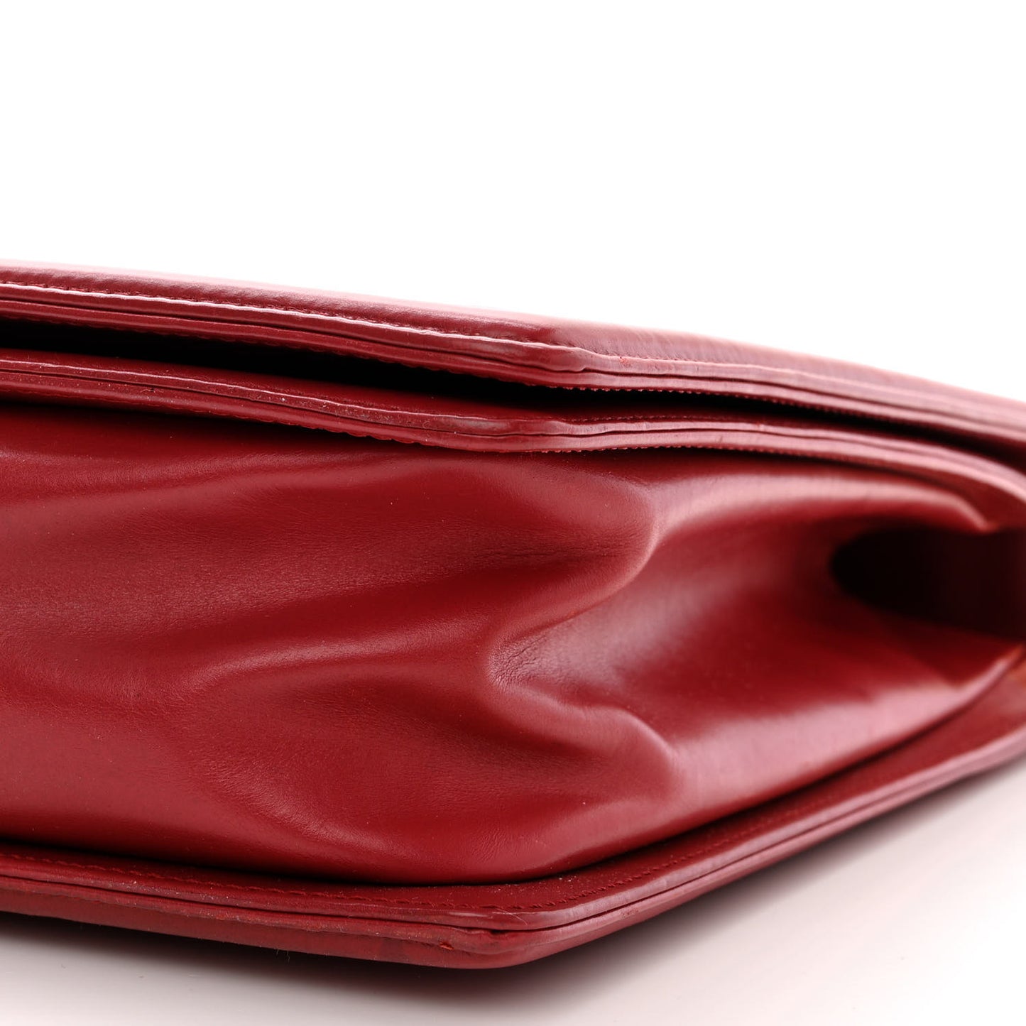 Glazed Calfskin Large Boy Flap Red