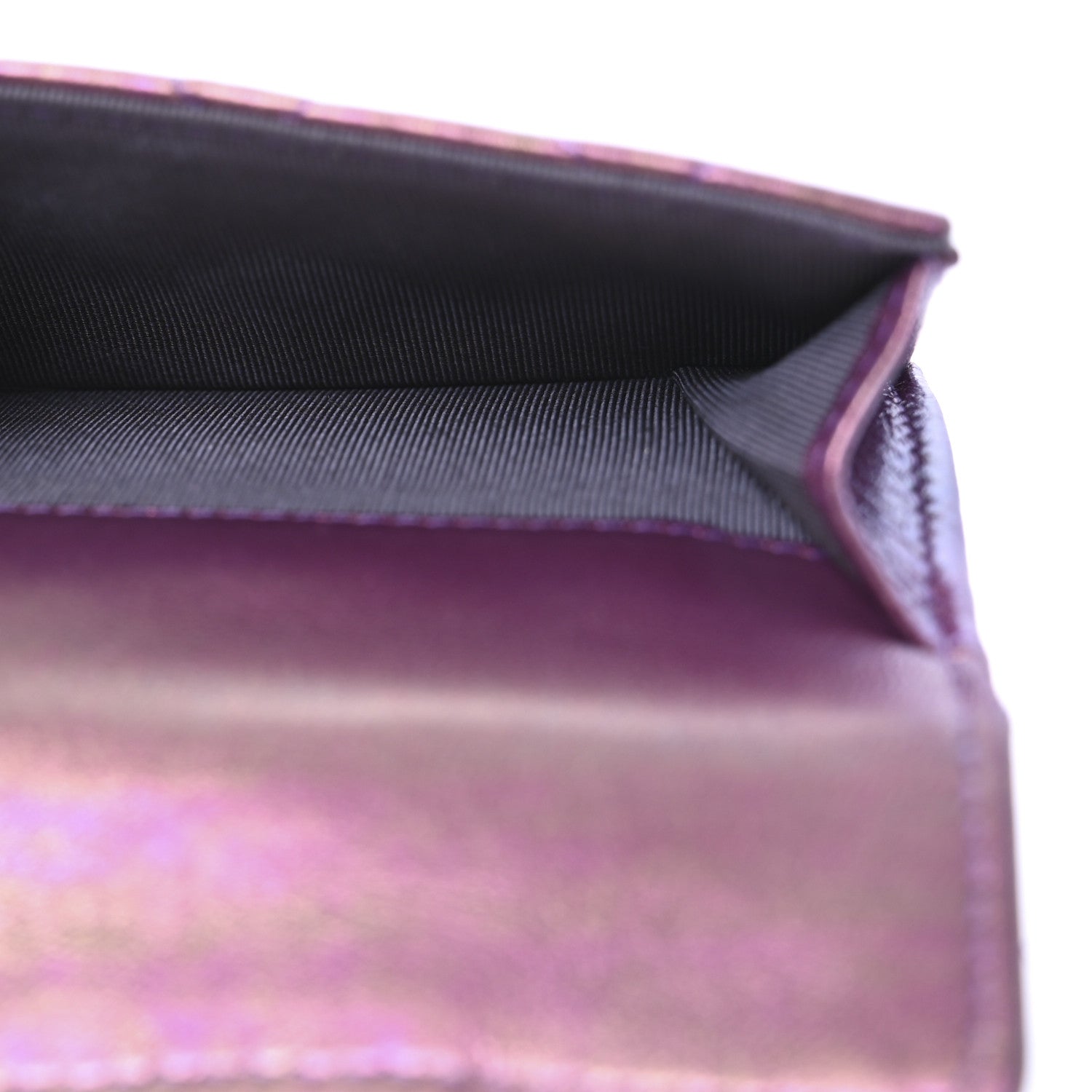 Chanel Iridescent Lambskin Quilted Double Flap Wallet Purple 10 of 15