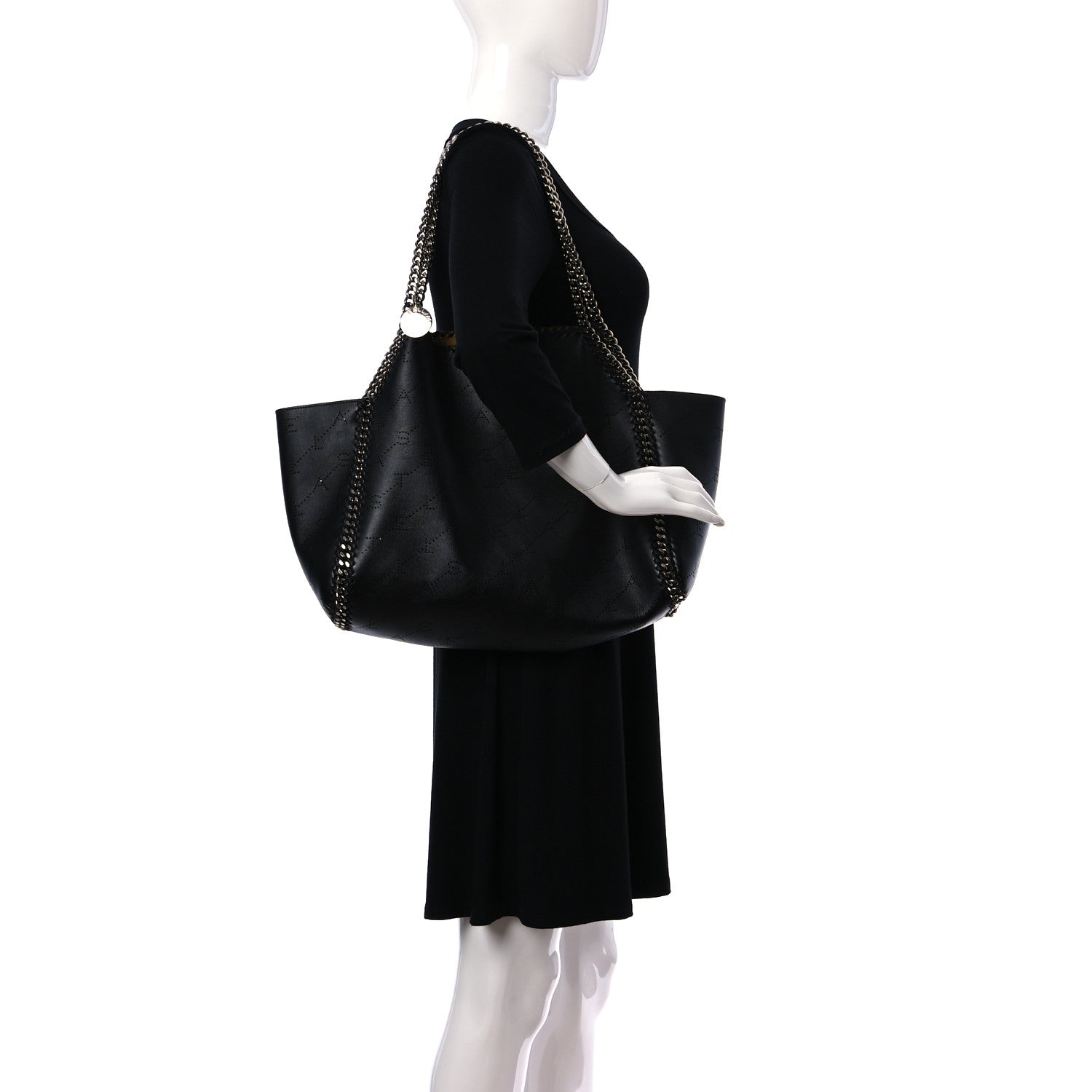 Stella McCartney Eco Alter Nappa Perforated Logo Falabella Reversible Tote Black 3 of 10