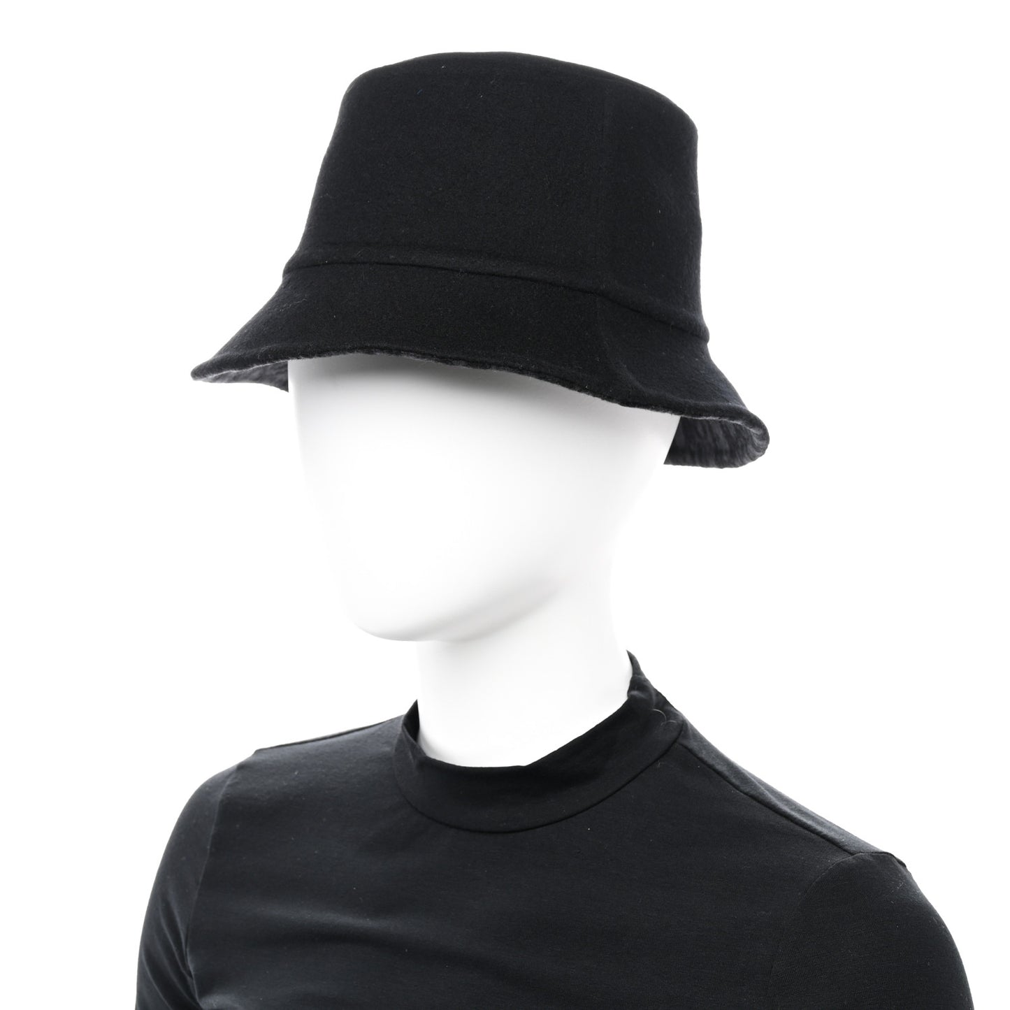 Wool Oblique Jacquard Bob Chic Bucket Hat 58 Black
