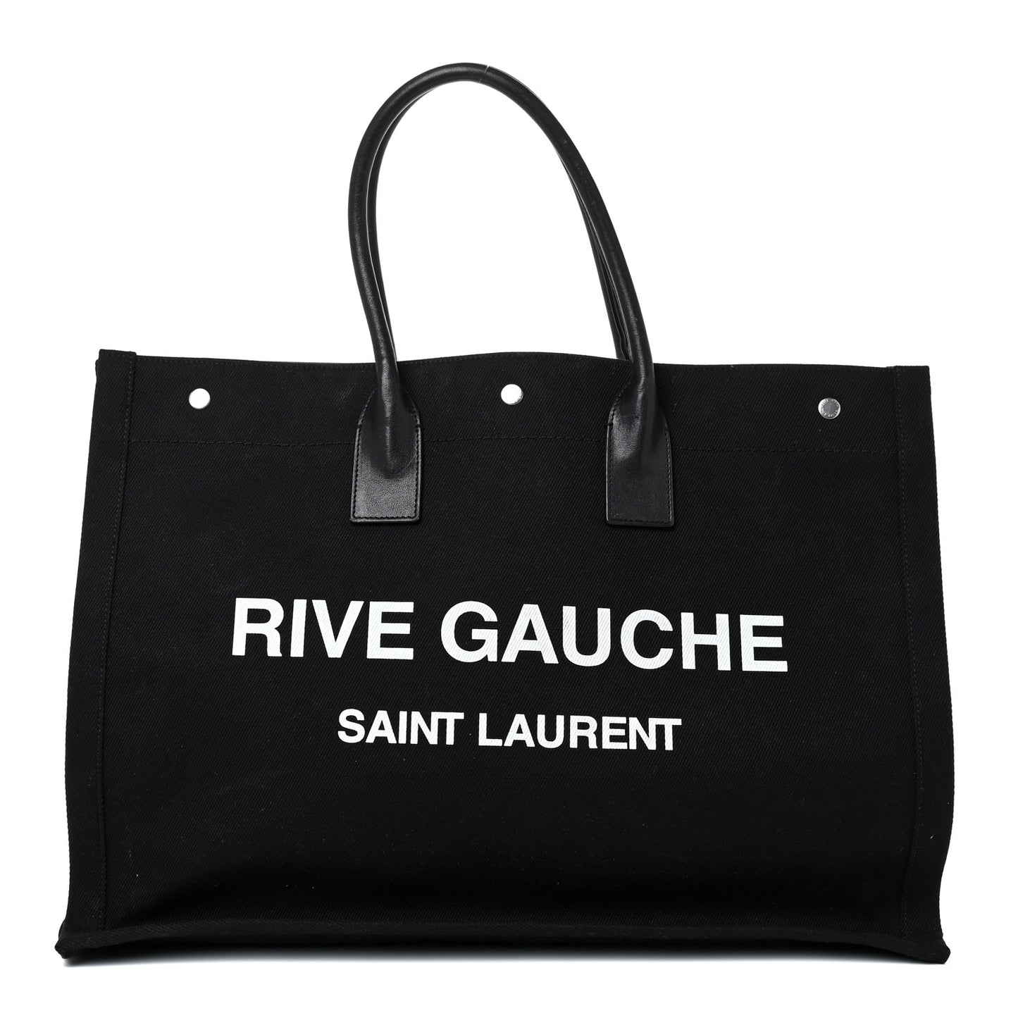 Linen Calfskin Rive Gauche Tote Black