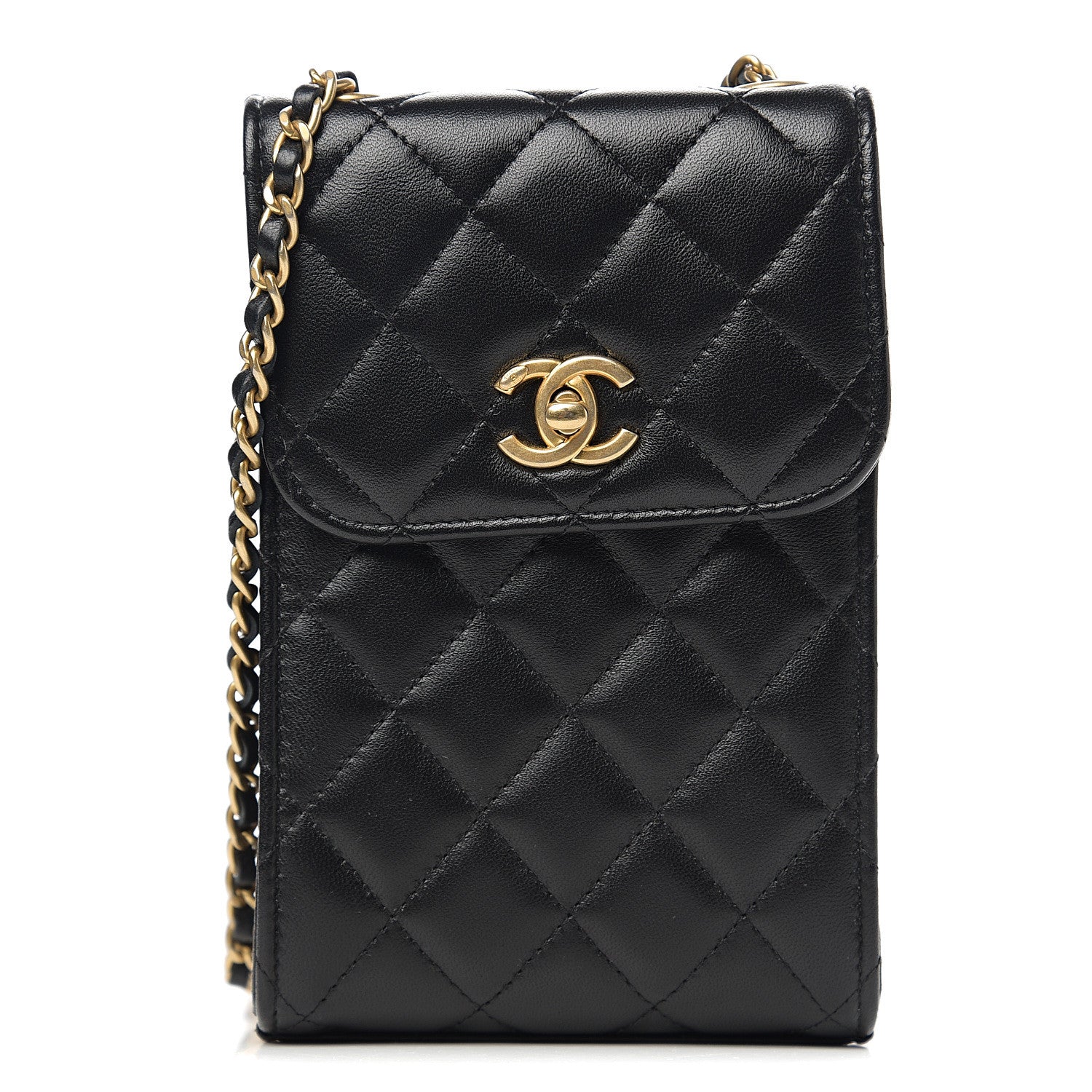 Chanel Lambskin Quilted Vertical Pearl Crush Flap With Chain Black 1 of 12