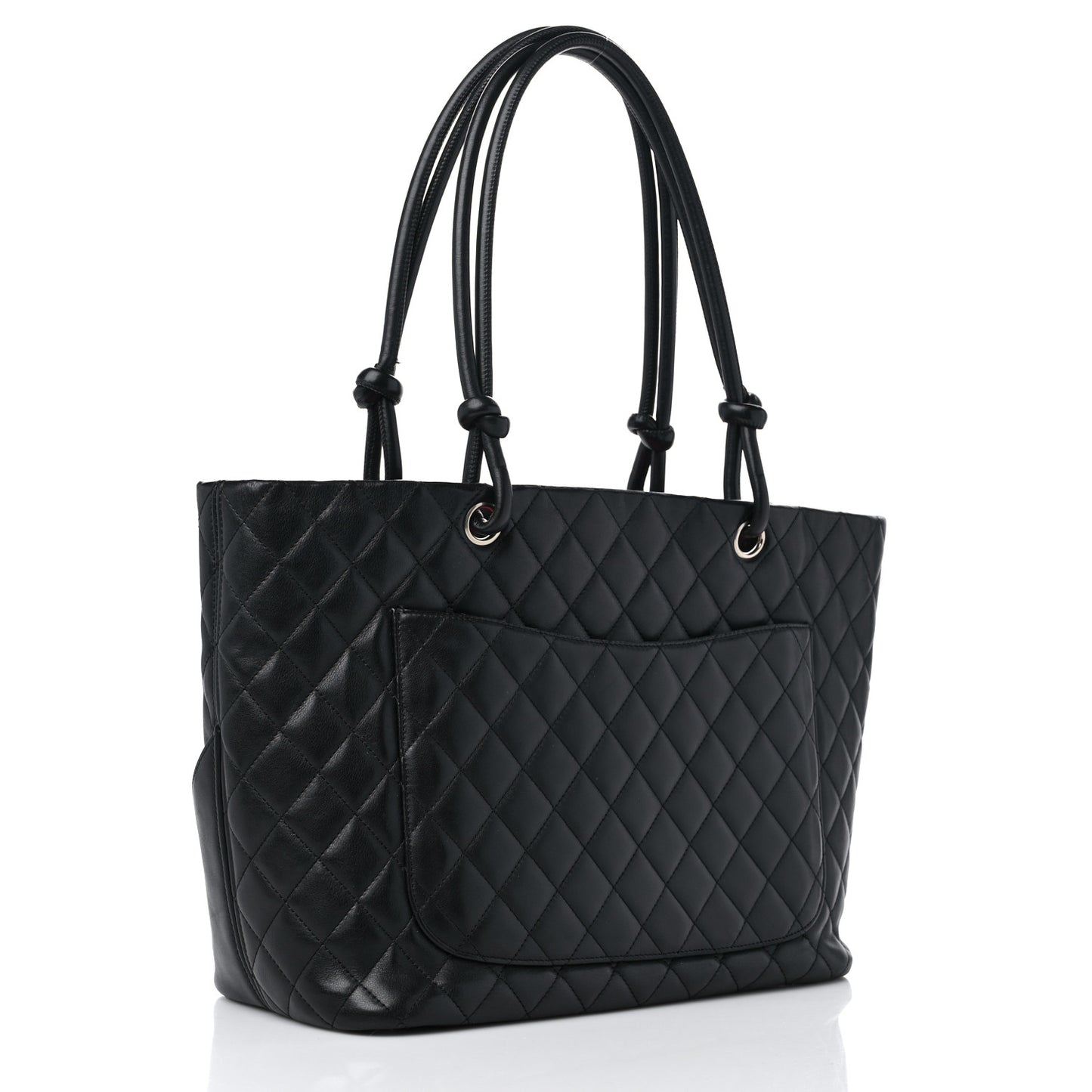 Calfskin Quilted Large Cambon Tote Black White