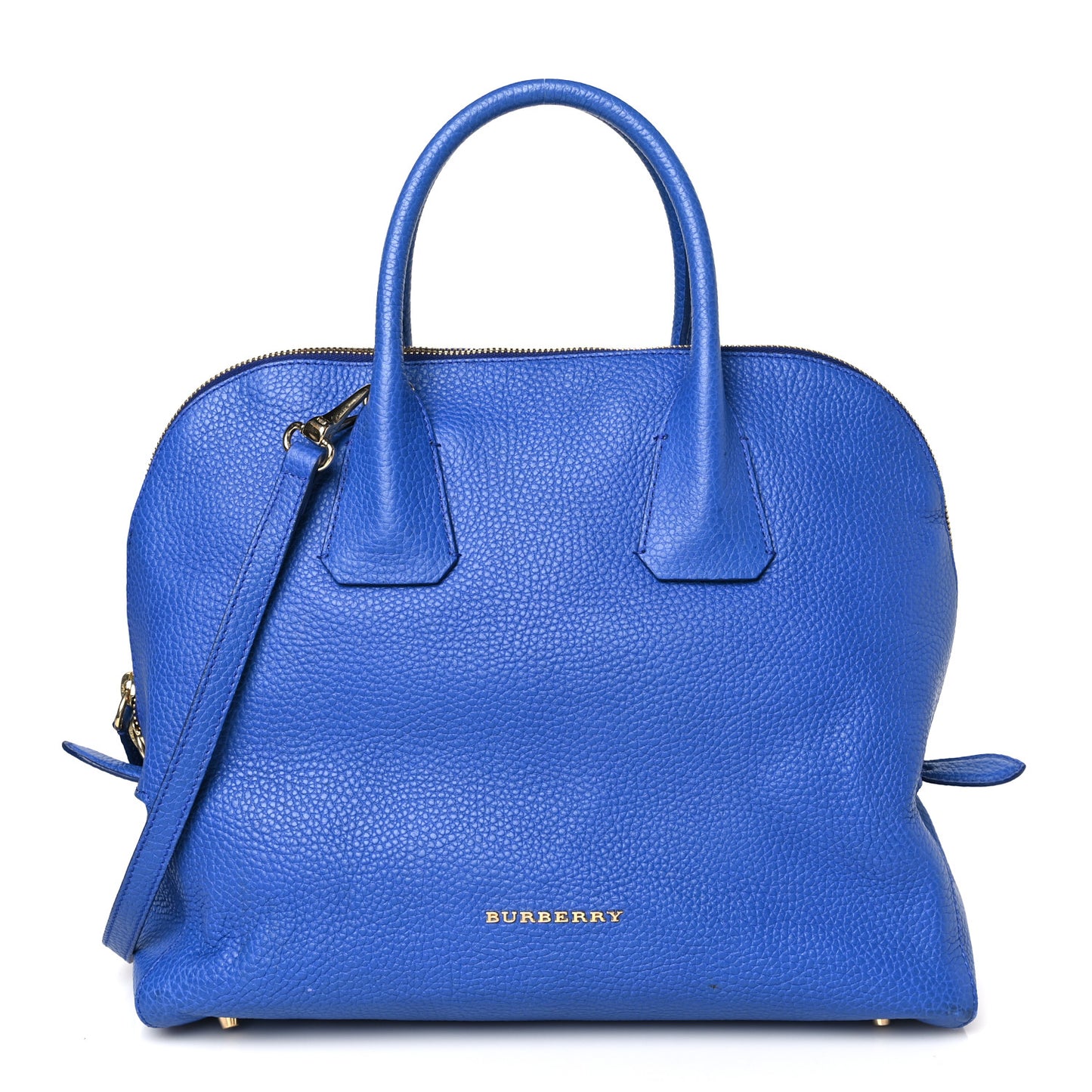 London Grainy Calfskin Medium Greenwood Bowling Bag Brilliant Blue