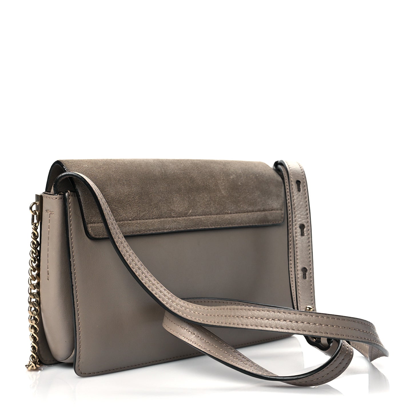Suede Calfskin Small Faye Shoulder Bag Motty Grey