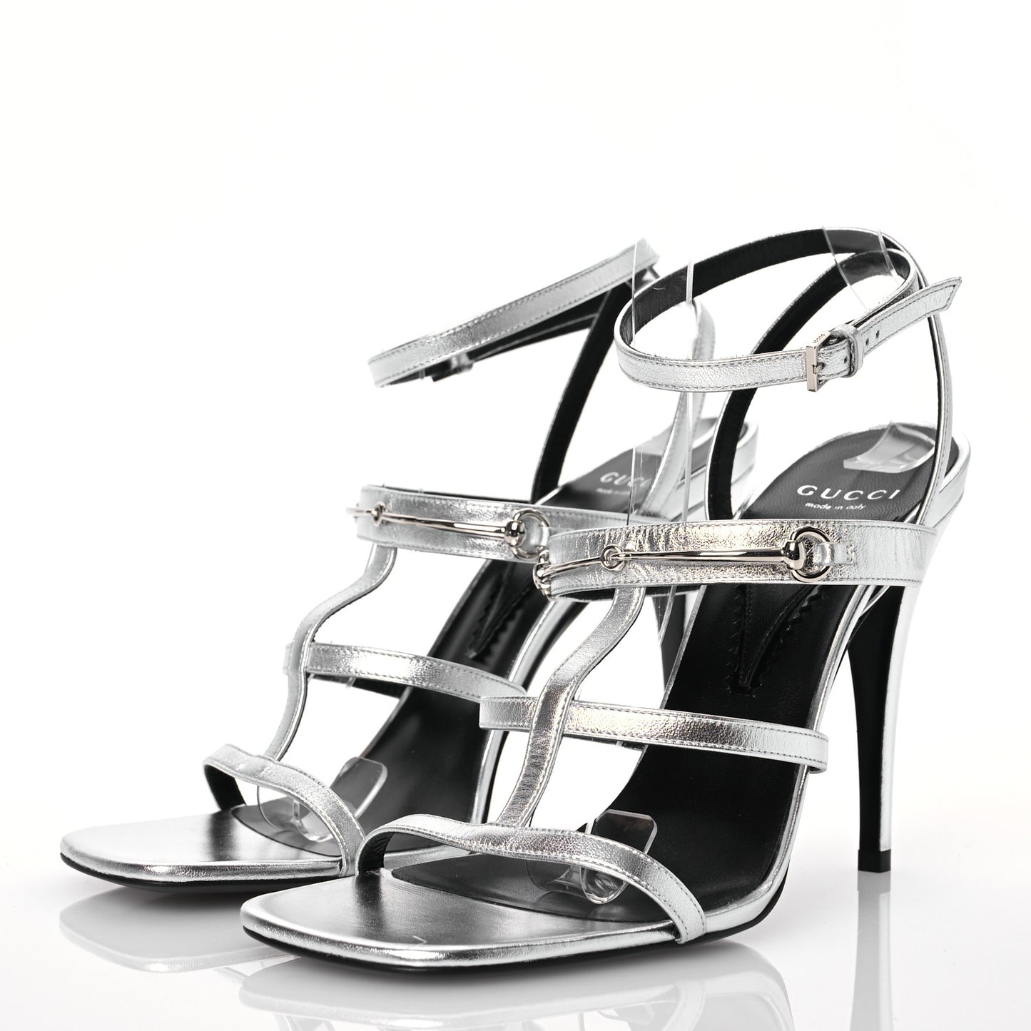 Nappa Silk High Heel Sandals 40 Argento