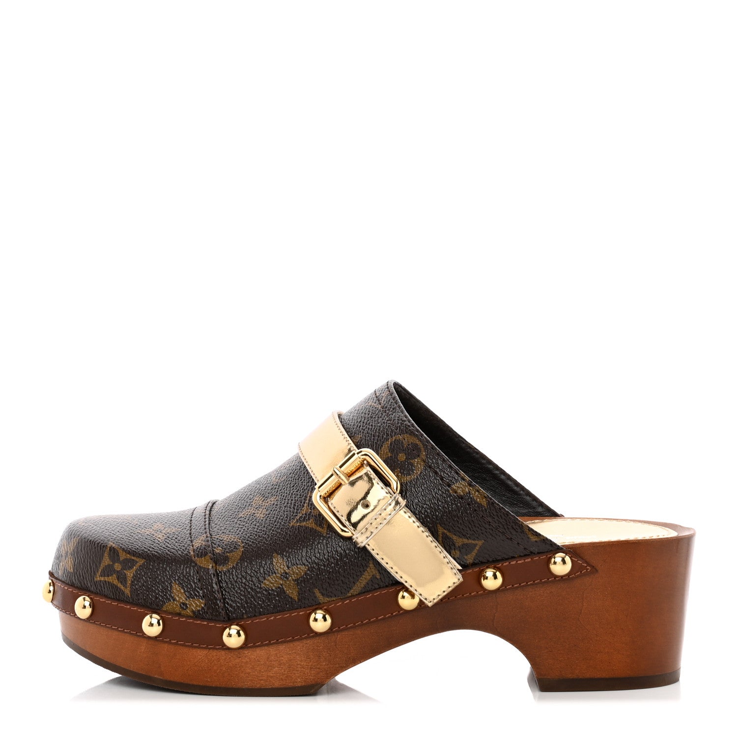 Louis Vuitton Monogram Metallic Calfskin Cottage Clog Mules 38 Brown Gold 1 of 18