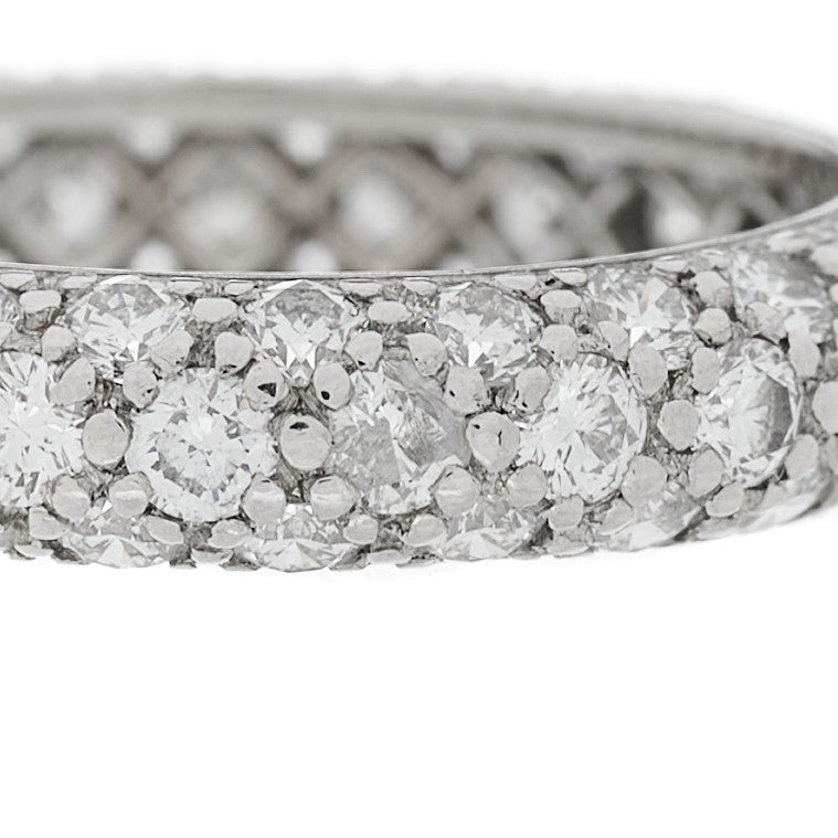 Platinum Diamond Etoile Three-Row Band Ring 47 4