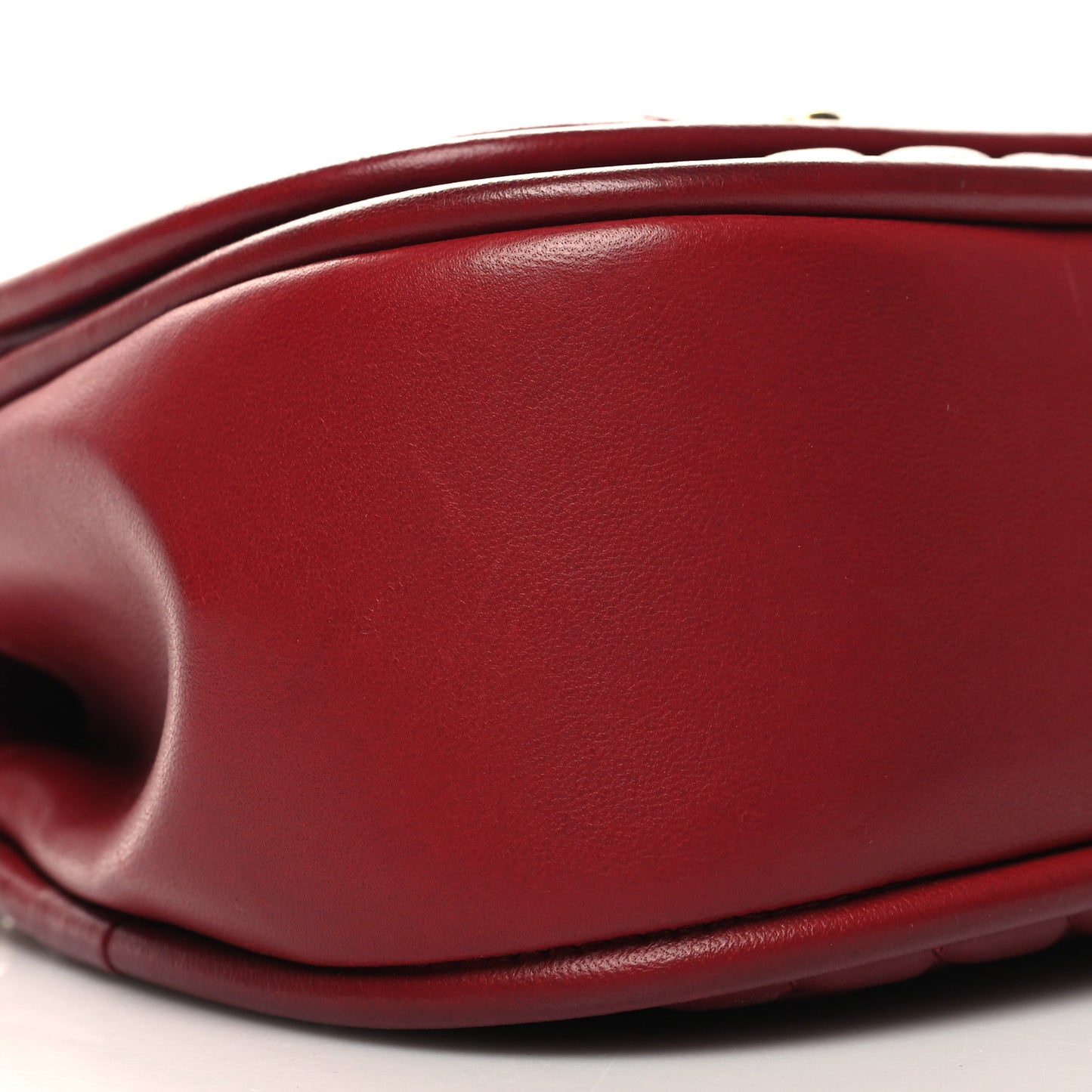 Lambskin Reverse Chevron Quilted Mini Round Top Handle Flap Red