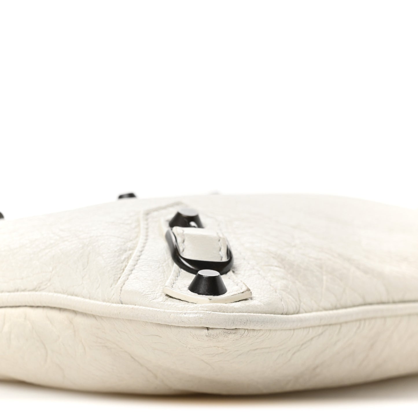 Agneau Classic Hardware Flat Handle Clutch White