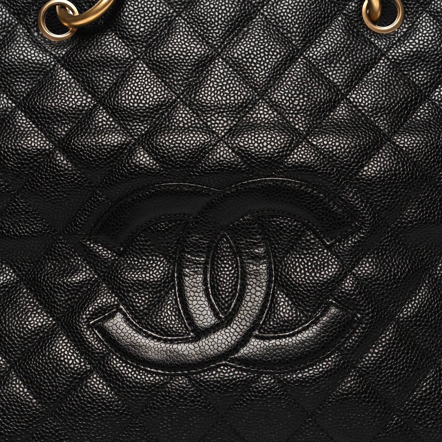 Caviar Quilted Grand Timeless Shopping Tote GTT Black