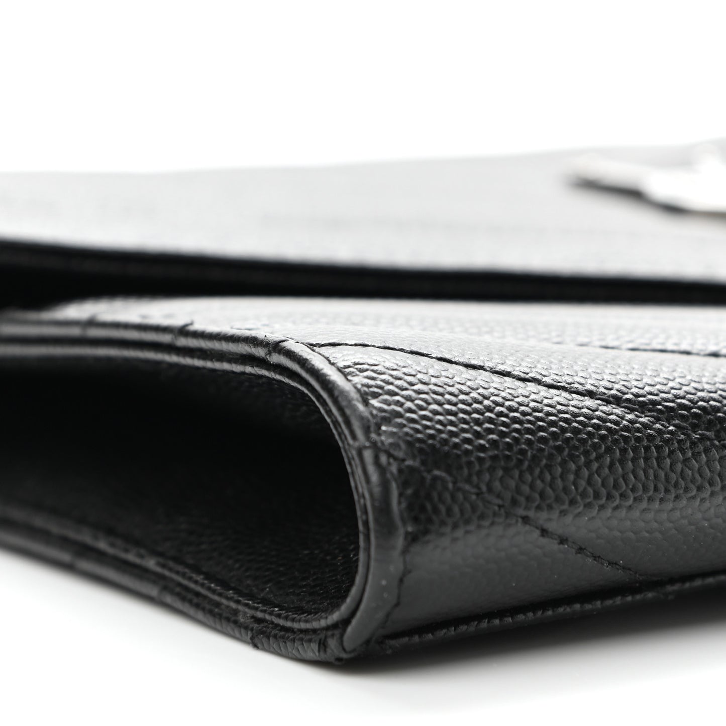 Grain De Poudre Matelasse Chevron Monogram Envelope Clutch Black