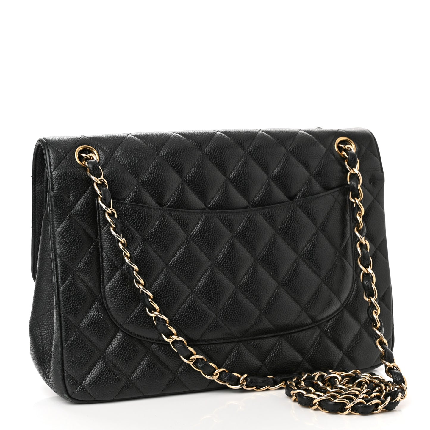 Caviar Quilted Jumbo Double Flap Black