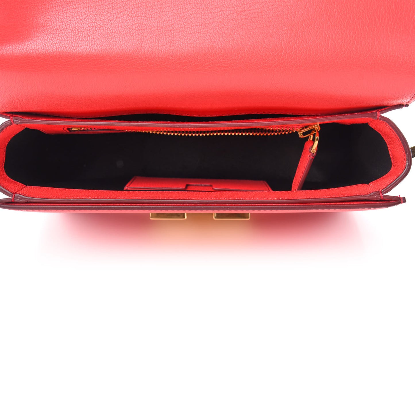 Shiny Goatskin T Clasp Shoulder Bag Red