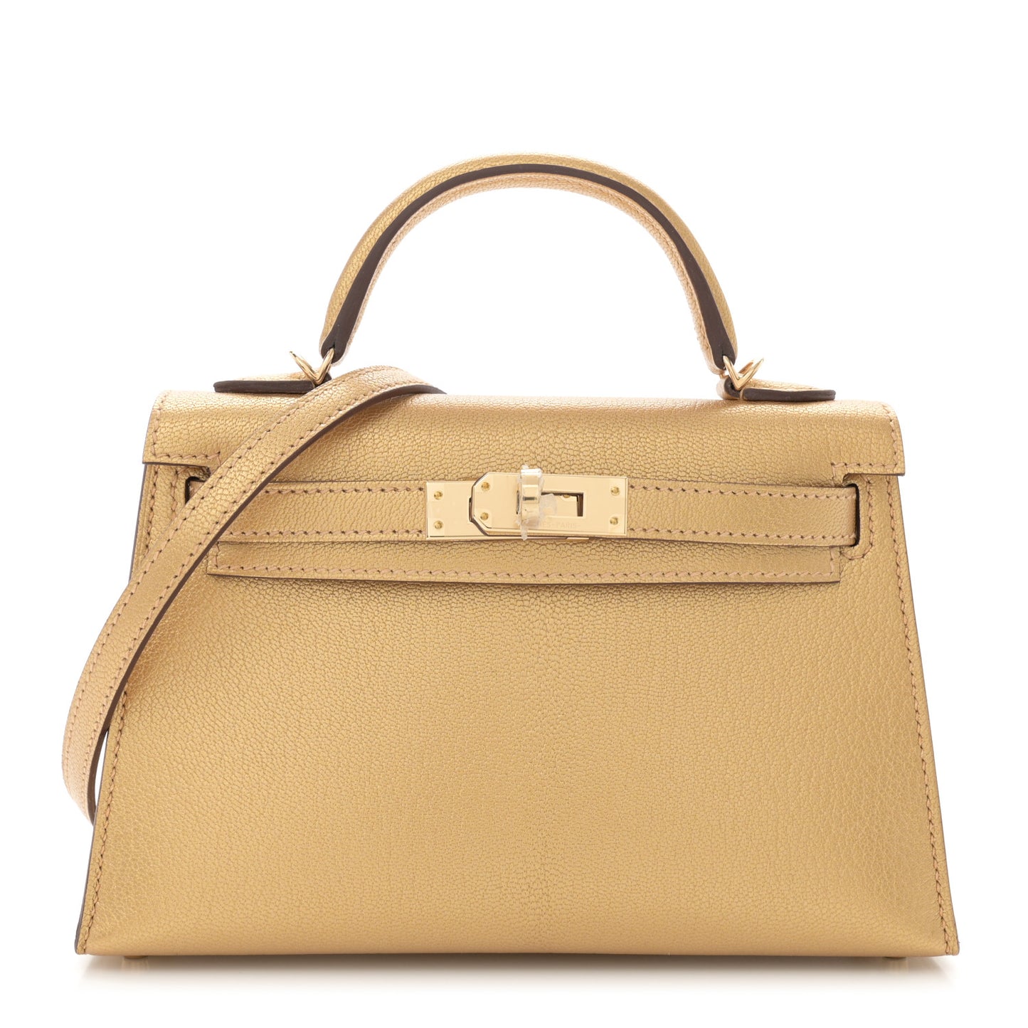 Metallic Chevre Chamkilight Mini Kelly Sellier 20 Dore