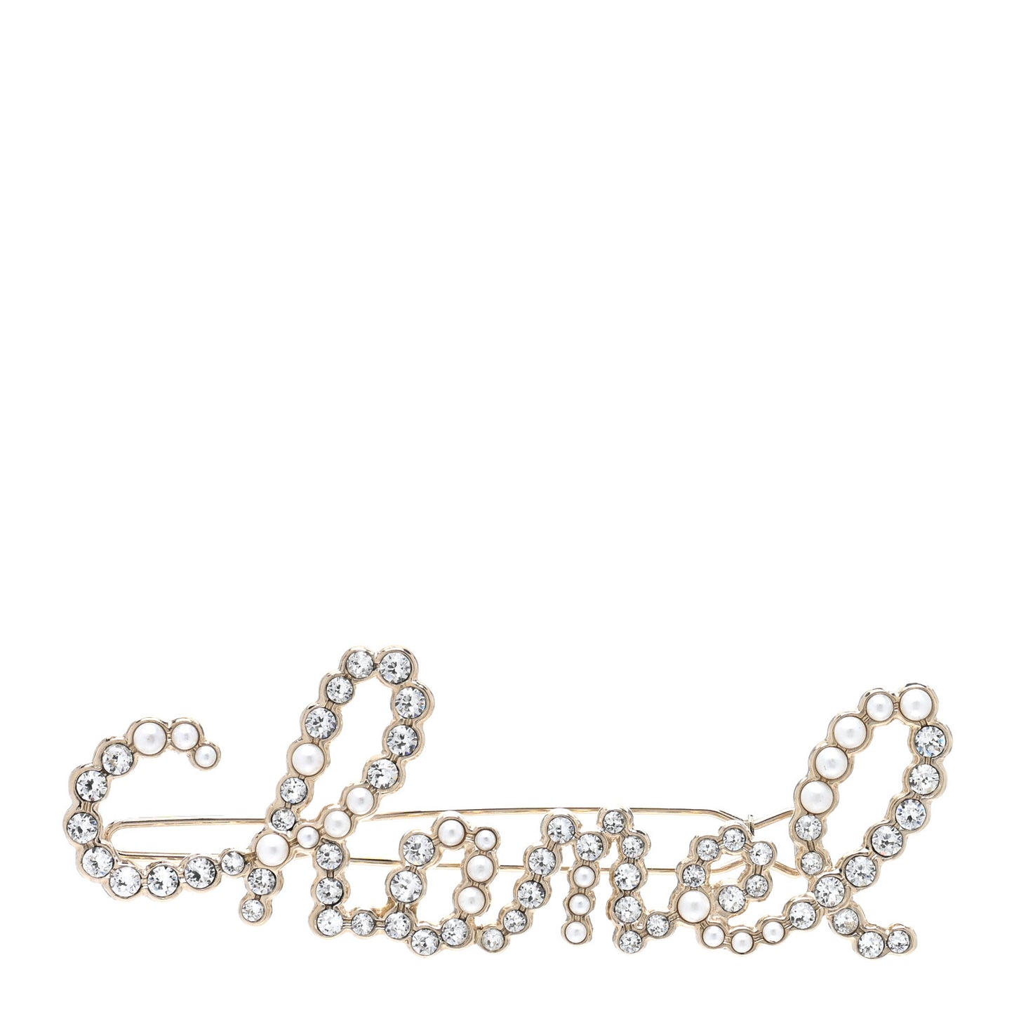 Metal Glass Swirling Pearls Hair Clip Gold