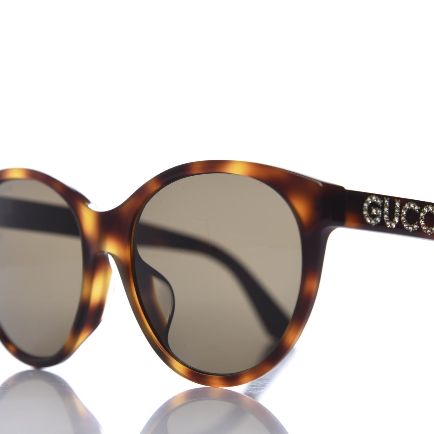 Round Frame Crystal Sunglasses GG 0419S Tortoise
