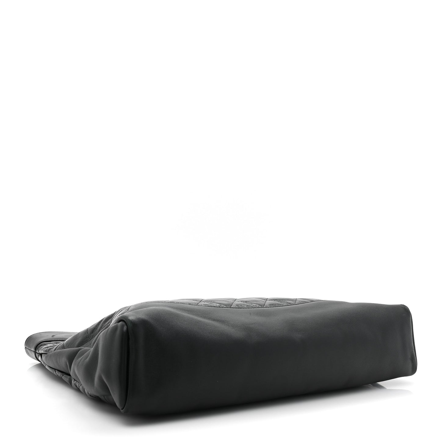 Shiny Aged Calfskin Quilted Large 31 Shopping Bag Black