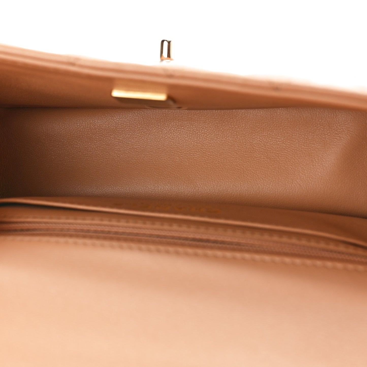 Lambskin Quilted Mini Top Handle Rectangular Flap Beige