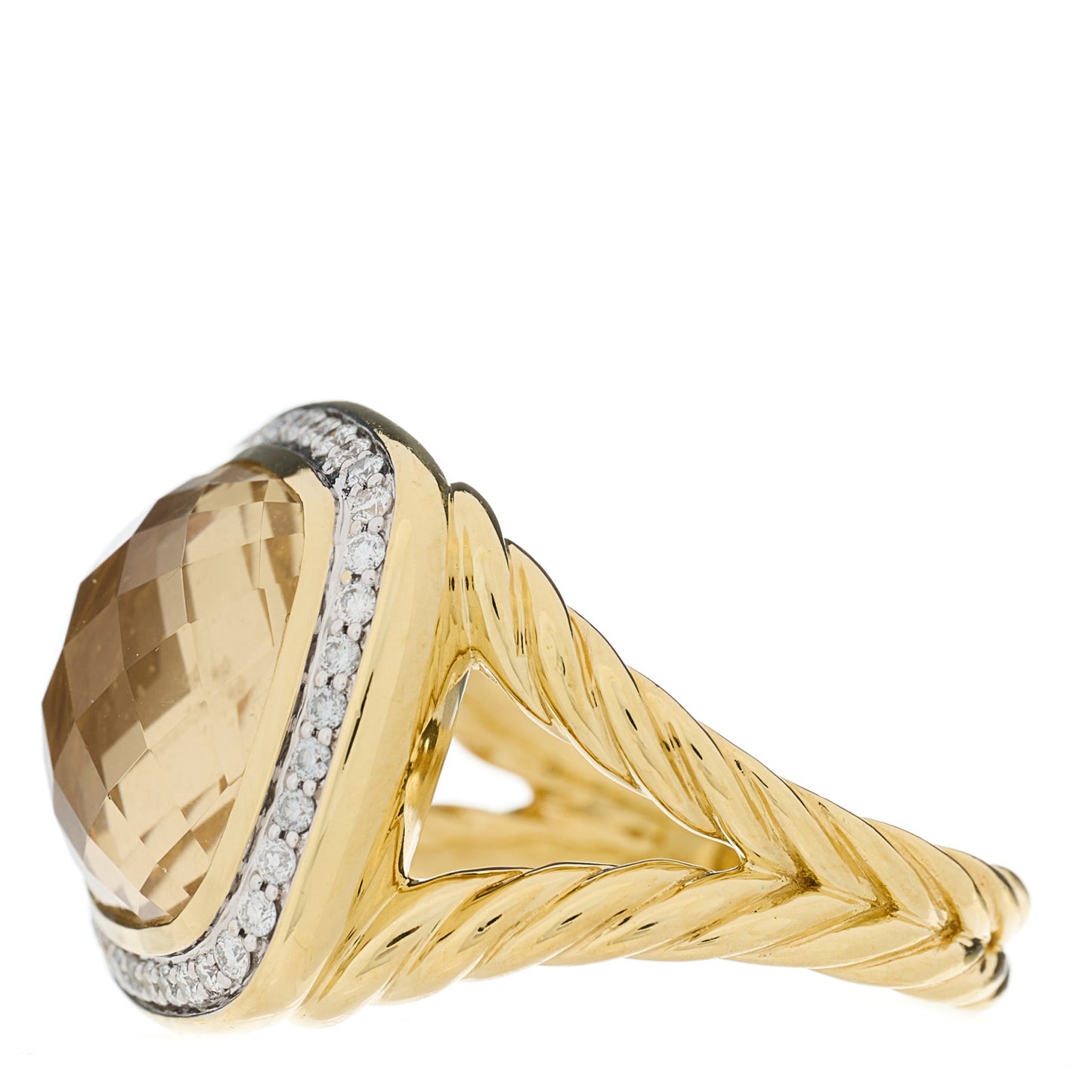 18K Yellow Gold Diamond Champagne Citrine 14mm Albion Ring 54 7