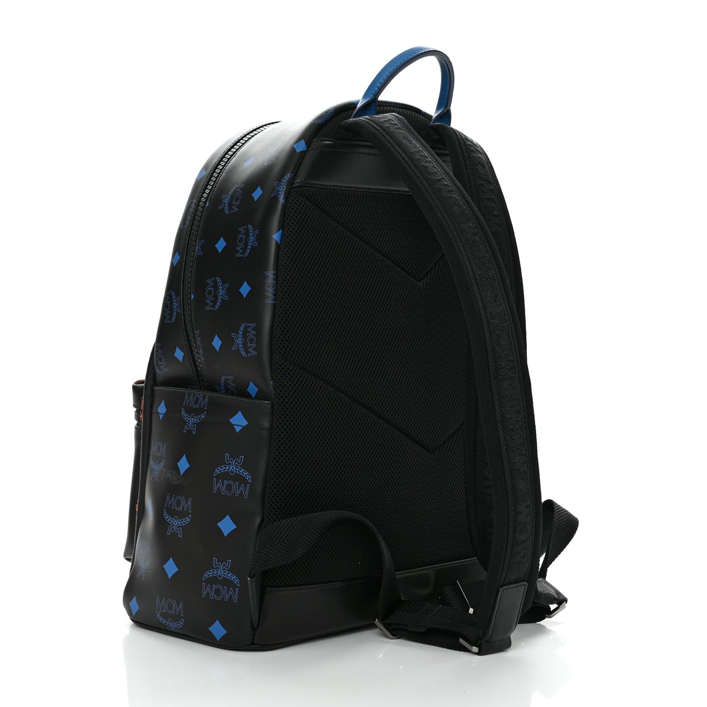 Grained Calfskin Visetos Color Splash Medium Backpack Black Orange Blue