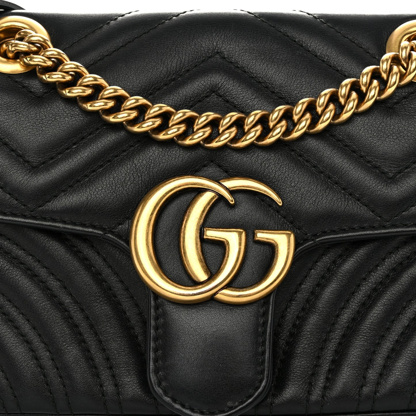 Calfskin Matelasse Mini GG Marmont Shoulder Bag Black