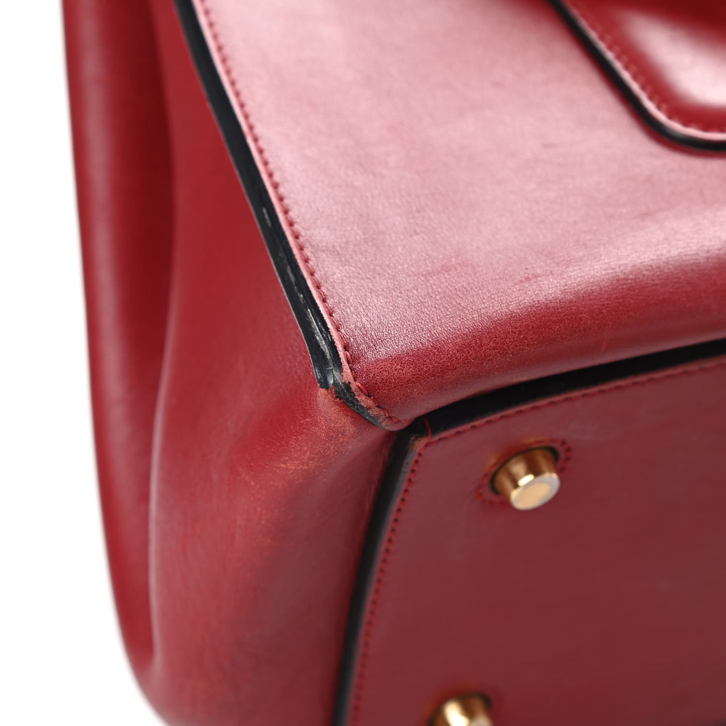 Smooth Calfskin Medium Edge Shoulder Bag Red