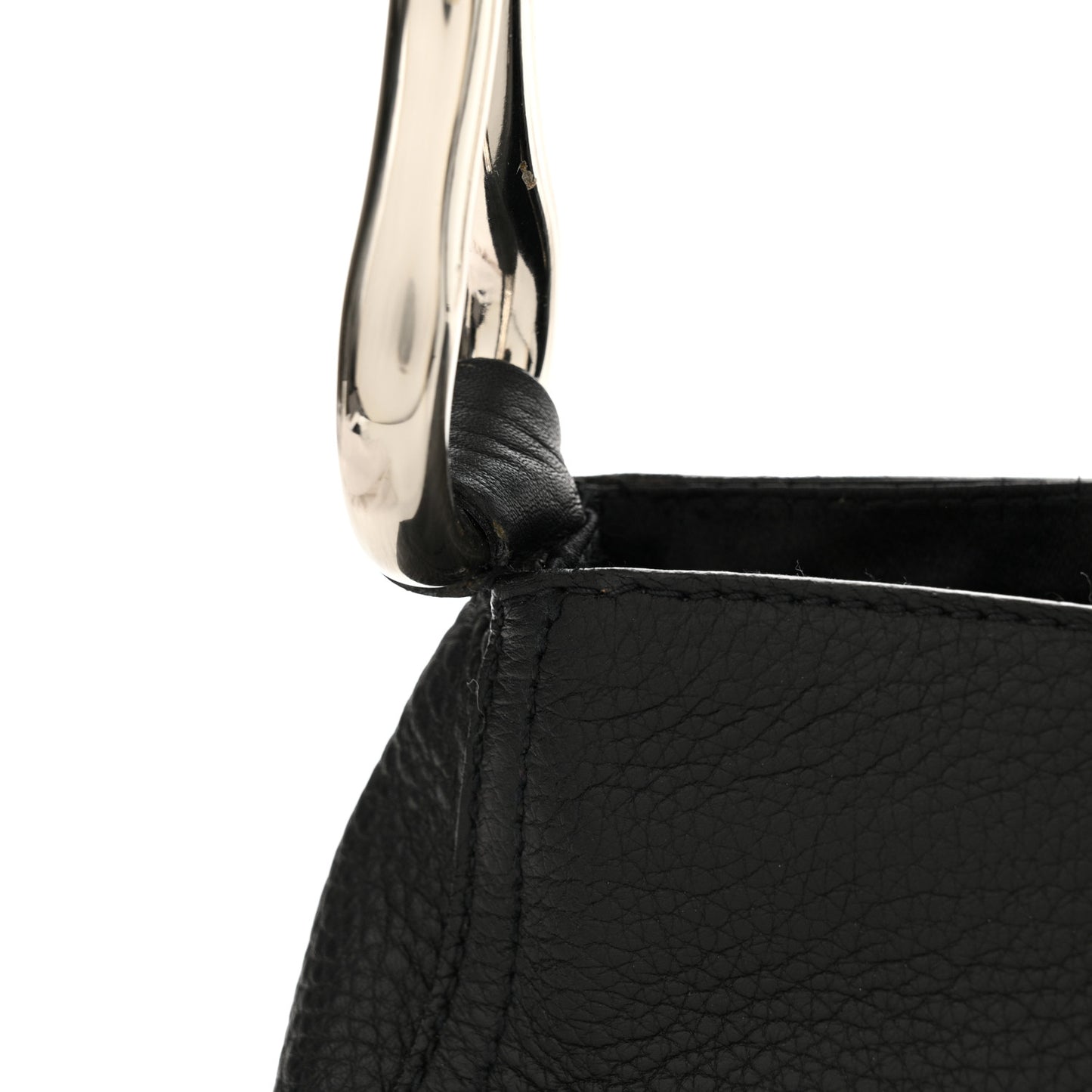 Vitello Daino Swing Flap Shoulder Bag Black