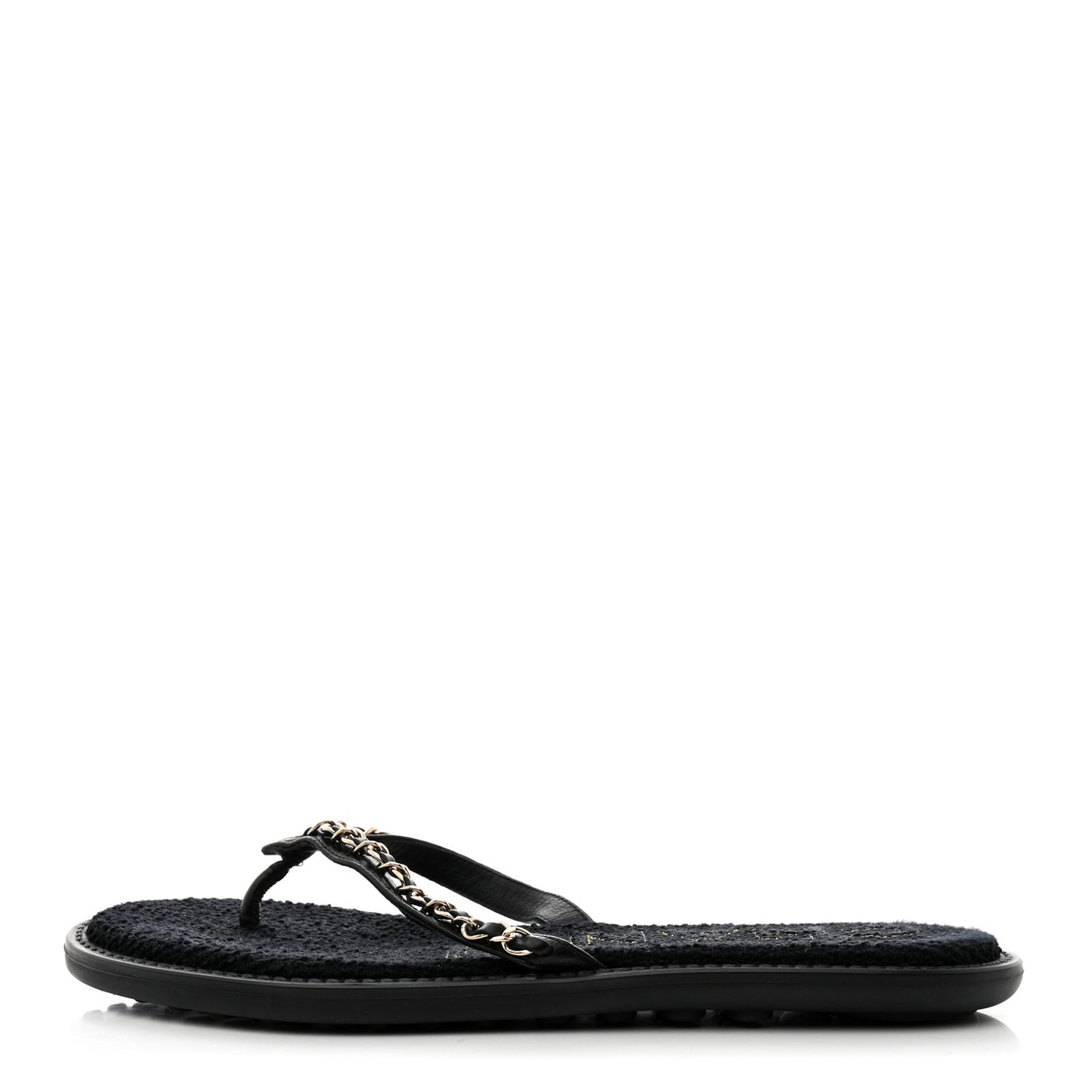 Lambskin CC Chain Thong Sandals 39 Black