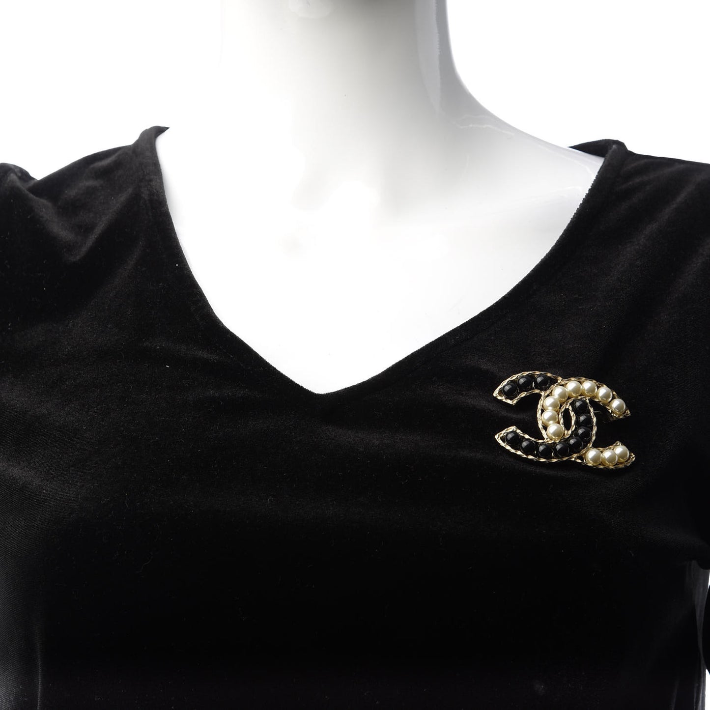 Pearl CC Brooch Black Gold
