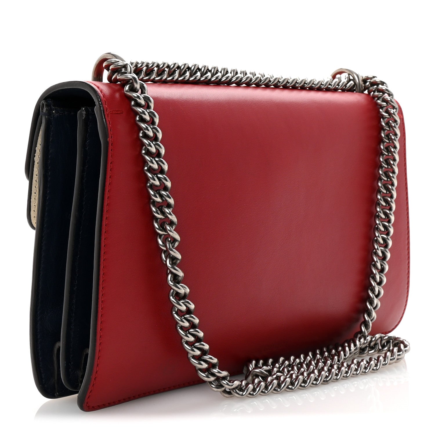 Gucci Azalea Calfskin Tri-Color Crystal Embellished Small Dionysus Shoulder Bag Mystic White Hibiscus Red Navy 3 of 10