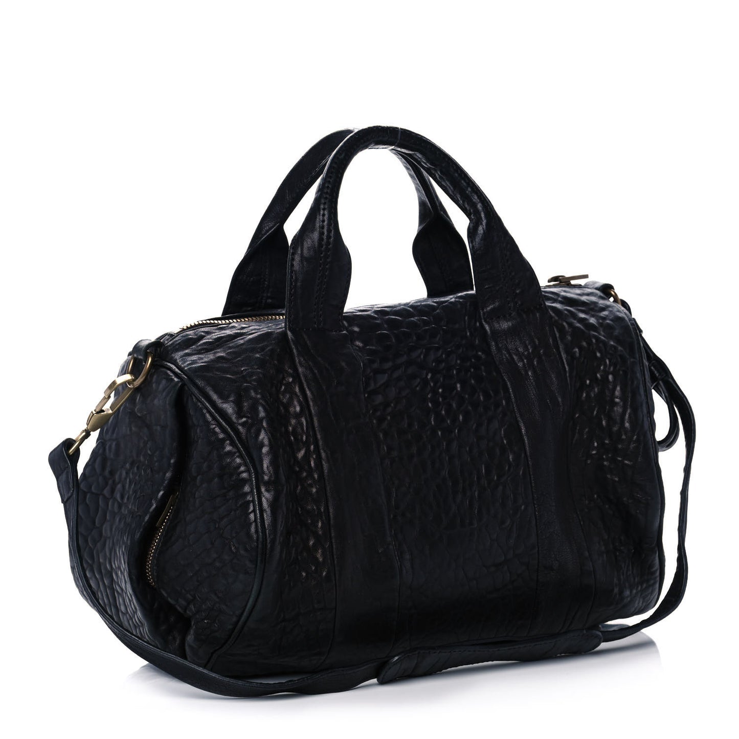 Pebbled Lambskin Rocco Navy Gold Hardware