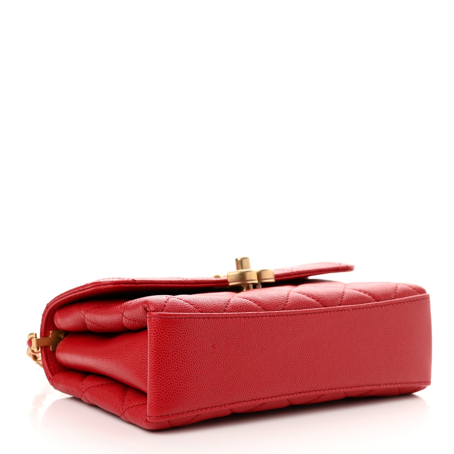 Caviar Quilted Small Carry Me Top Handle Flap Red