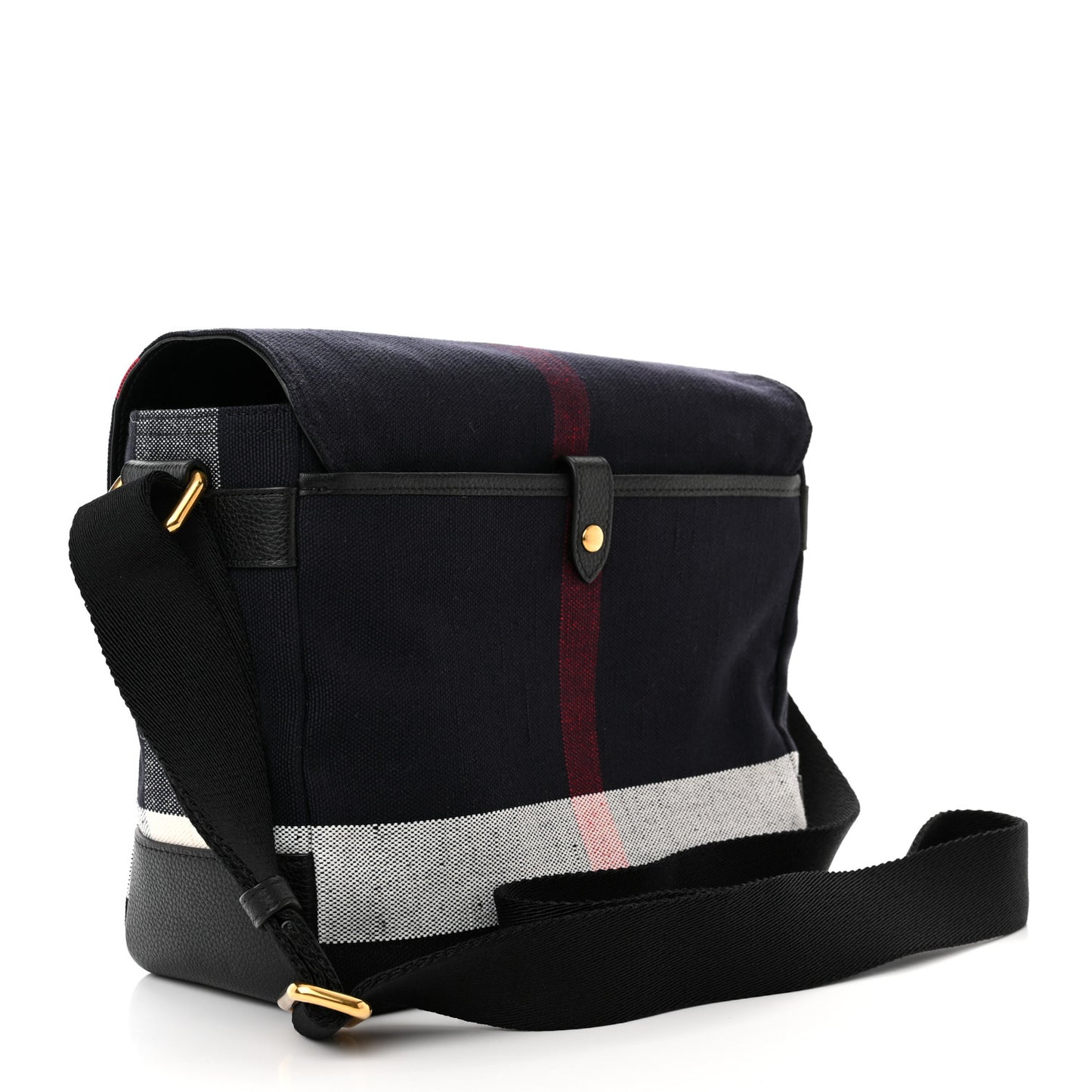 Canvas Mega Check Large Baildon Messenger Bag Navy