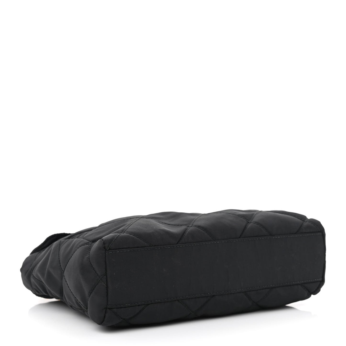 Nylon Tessuto Impuntu Quilted Flap Shoulder Bag Black