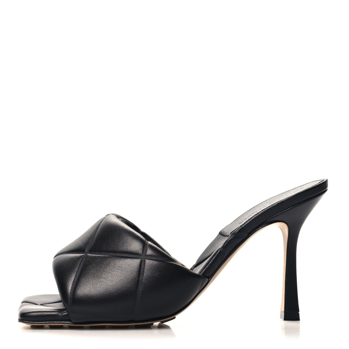 Nappa Quilted Rubber Lido Mule Sandals 39 Black