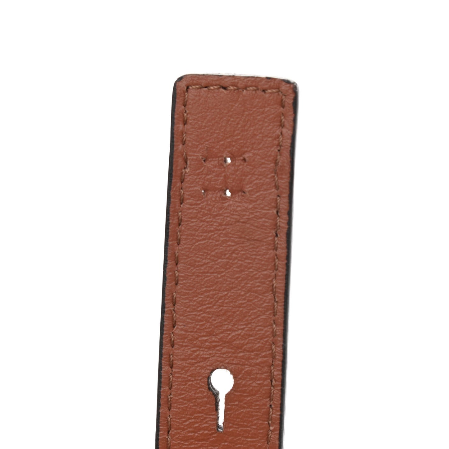 Calfskin Crocodile Embossed Mini C Double Carry Chestnut Brown