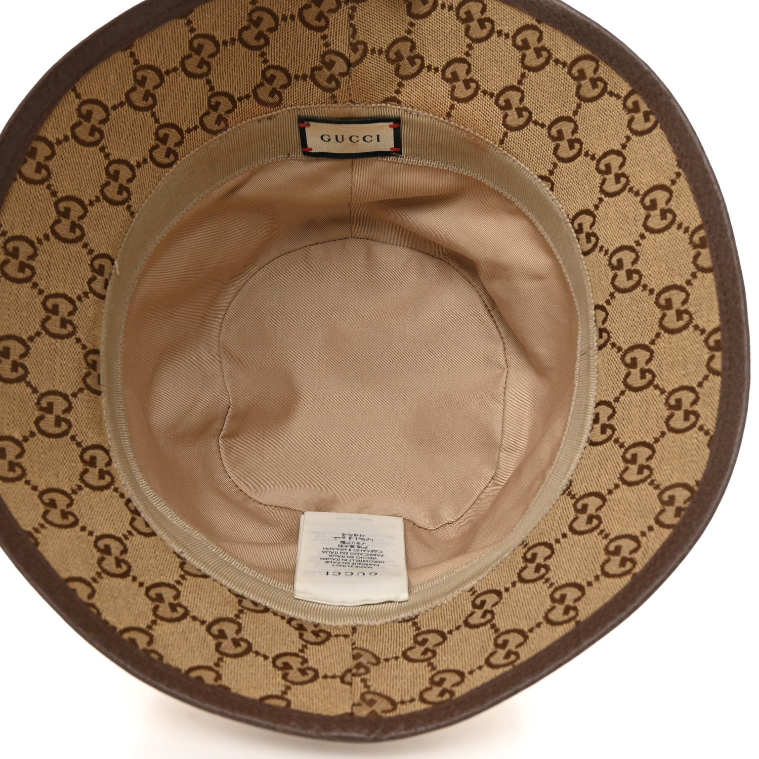Gucci Monogram Textured Dollar Calfskin GG Jago Bucket Hat XXL Cacao Beige 9 of 10