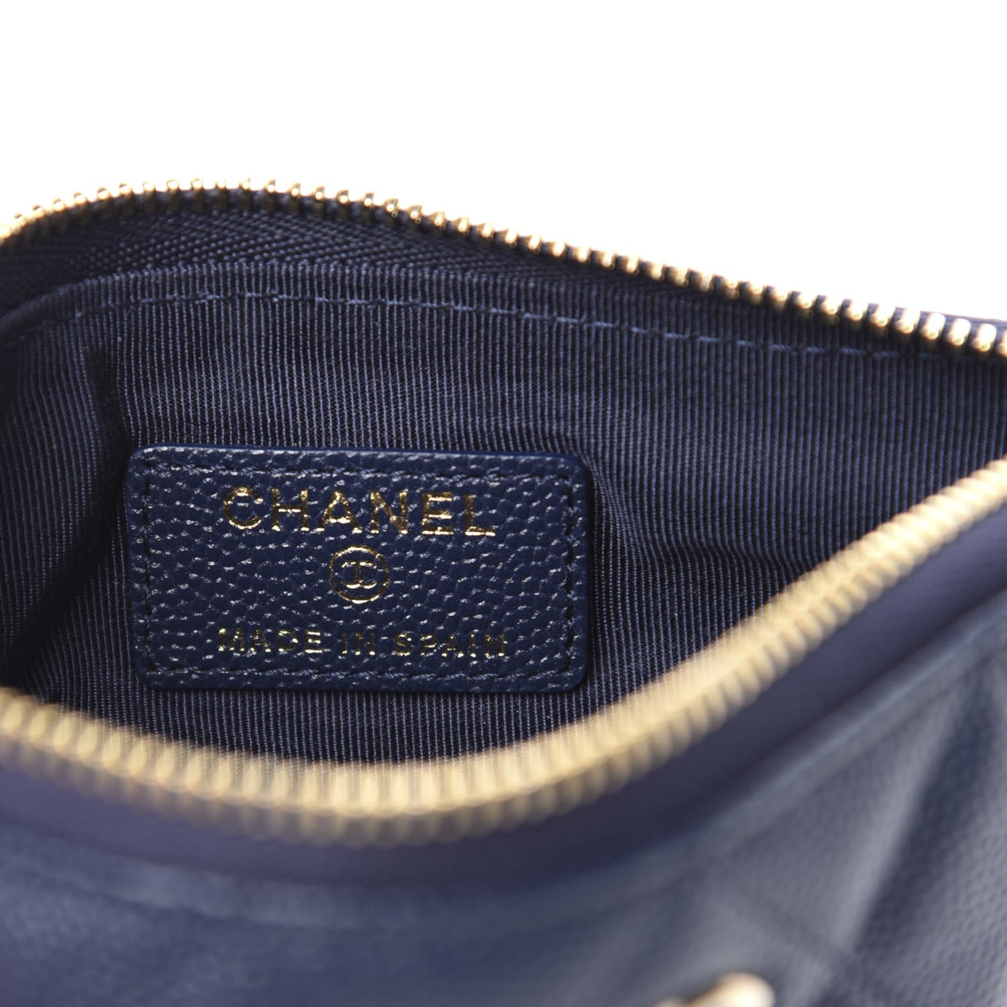 Caviar Quilted Small Cosmetic Case Navy Blue