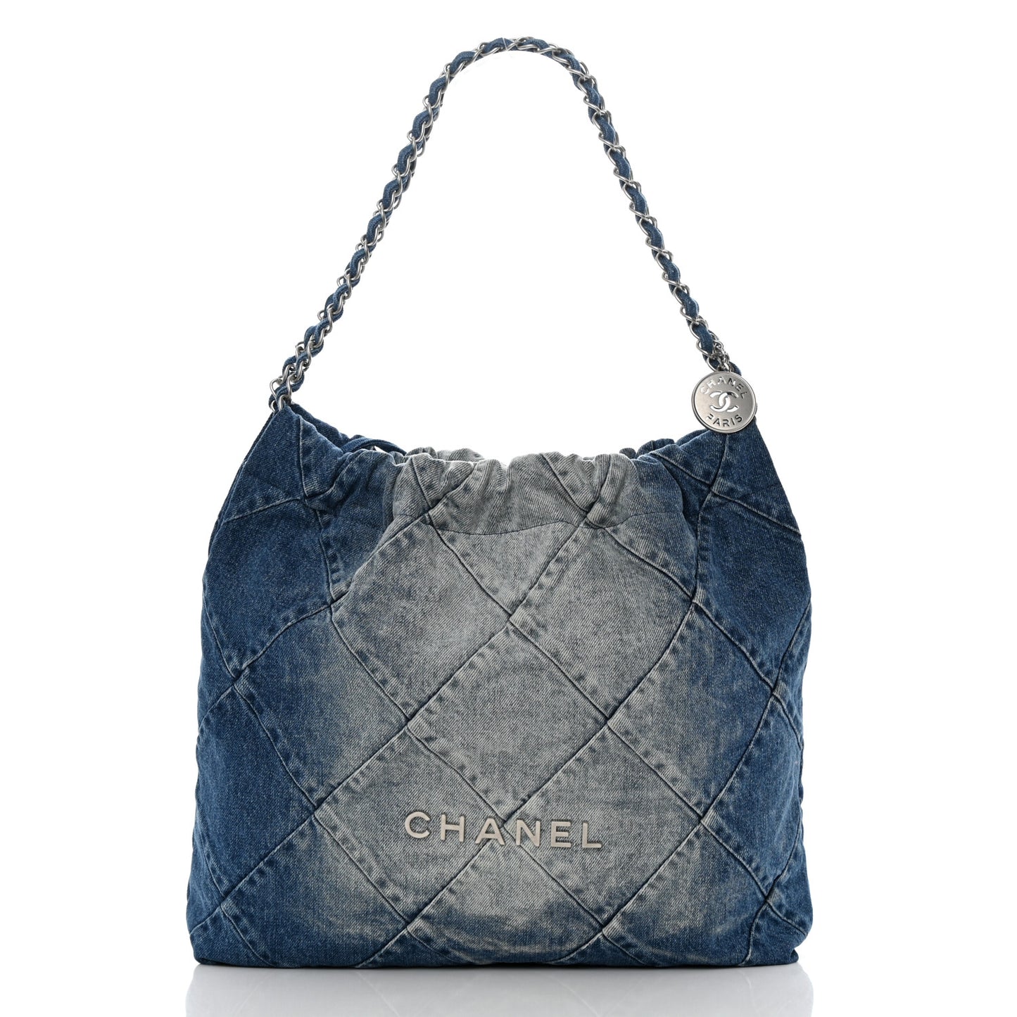Denim Quilted Chanel 22 Blue