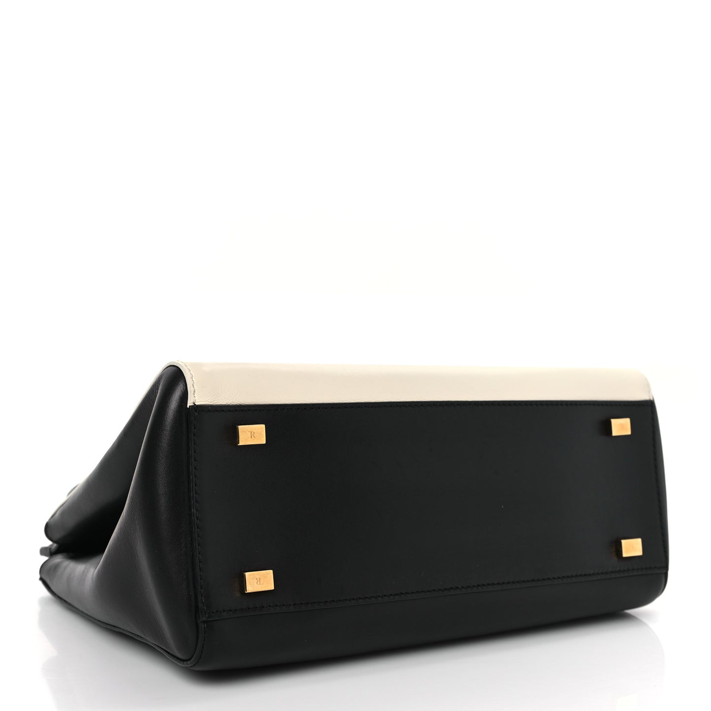 Calfskin Sideby Top Handle Bag Black White Red