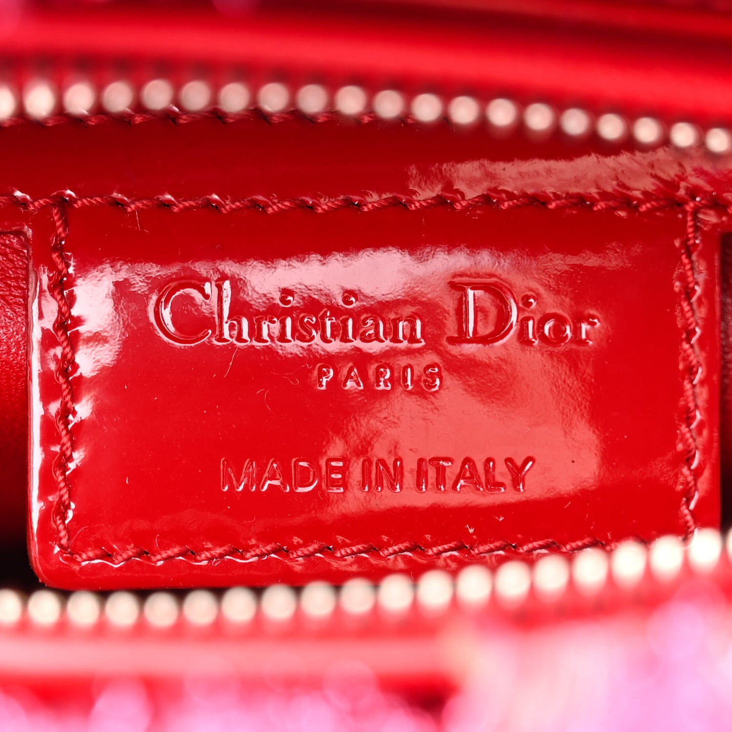 Tweed Fringe Rhinestone Medium Lady Dior Red