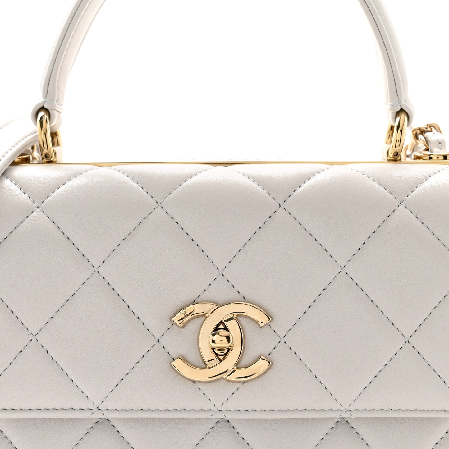 Lambskin Quilted Small Trendy CC Flap Dual Handle Bag Light Grey