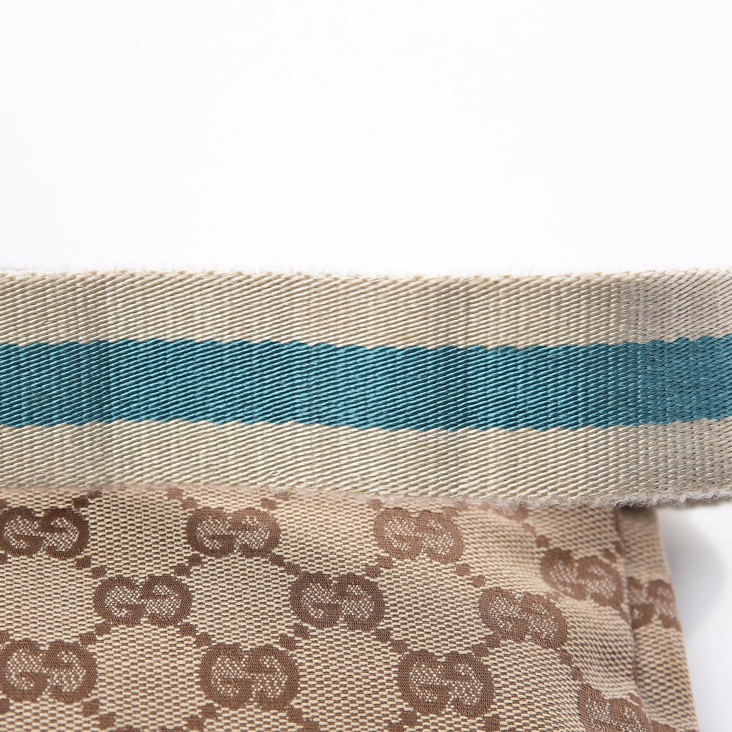 GG Monogram Web Double Pocket Belt Bag Turquoise