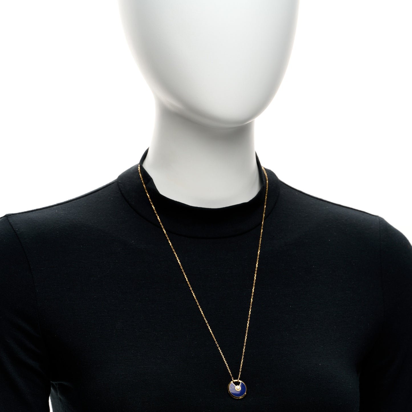 18K Yellow Gold Diamond Lapis Lazuli SM Amulette de Cartier Pendant Necklace