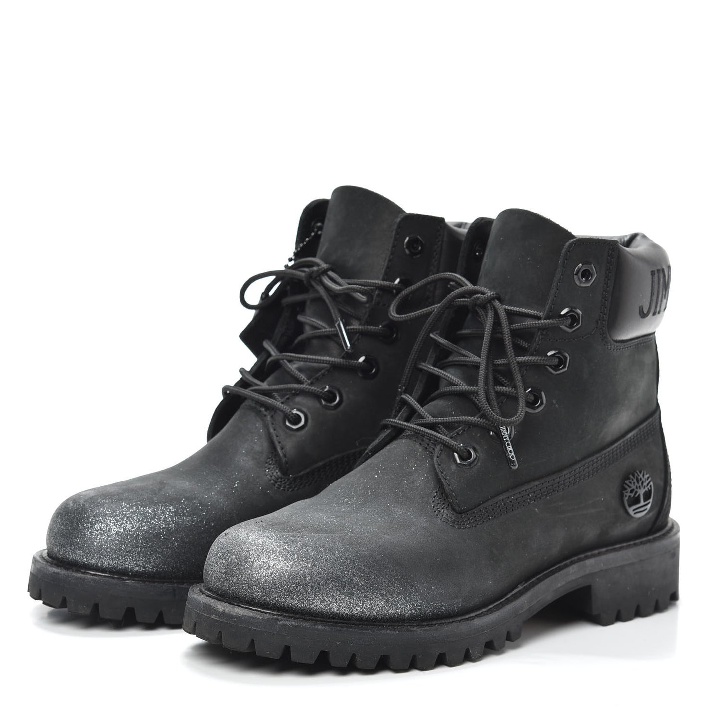 X TIMBERLAND Nubuck Glitter Womens Ankle Boots 7 Black Gunmetal