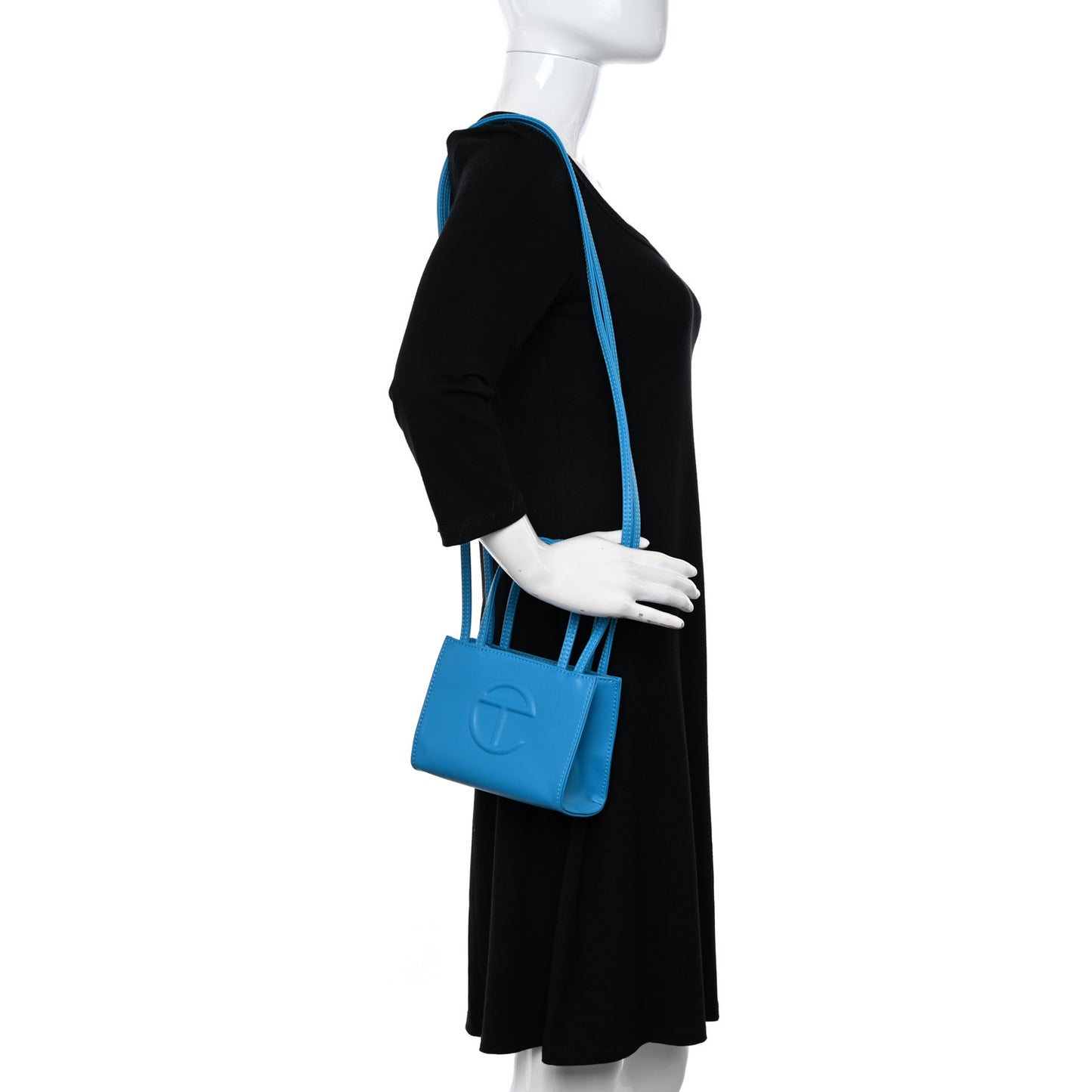 Vegan Leather Small Shopping Bag Cyan