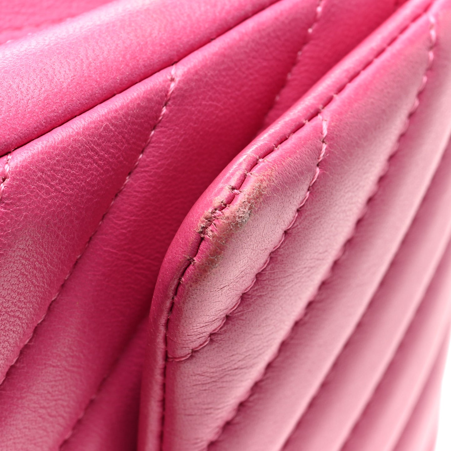 Lambskin Chevron Quilted Mini Rectangular Flap Dark Pink