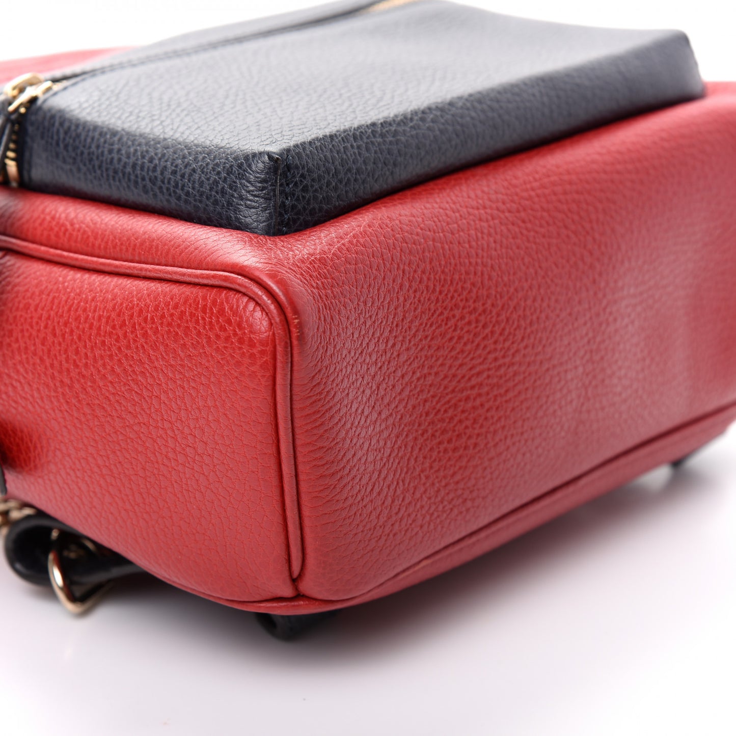 Pebbled Calfskin Bi-Color Soho Chain Backpack Red Navy