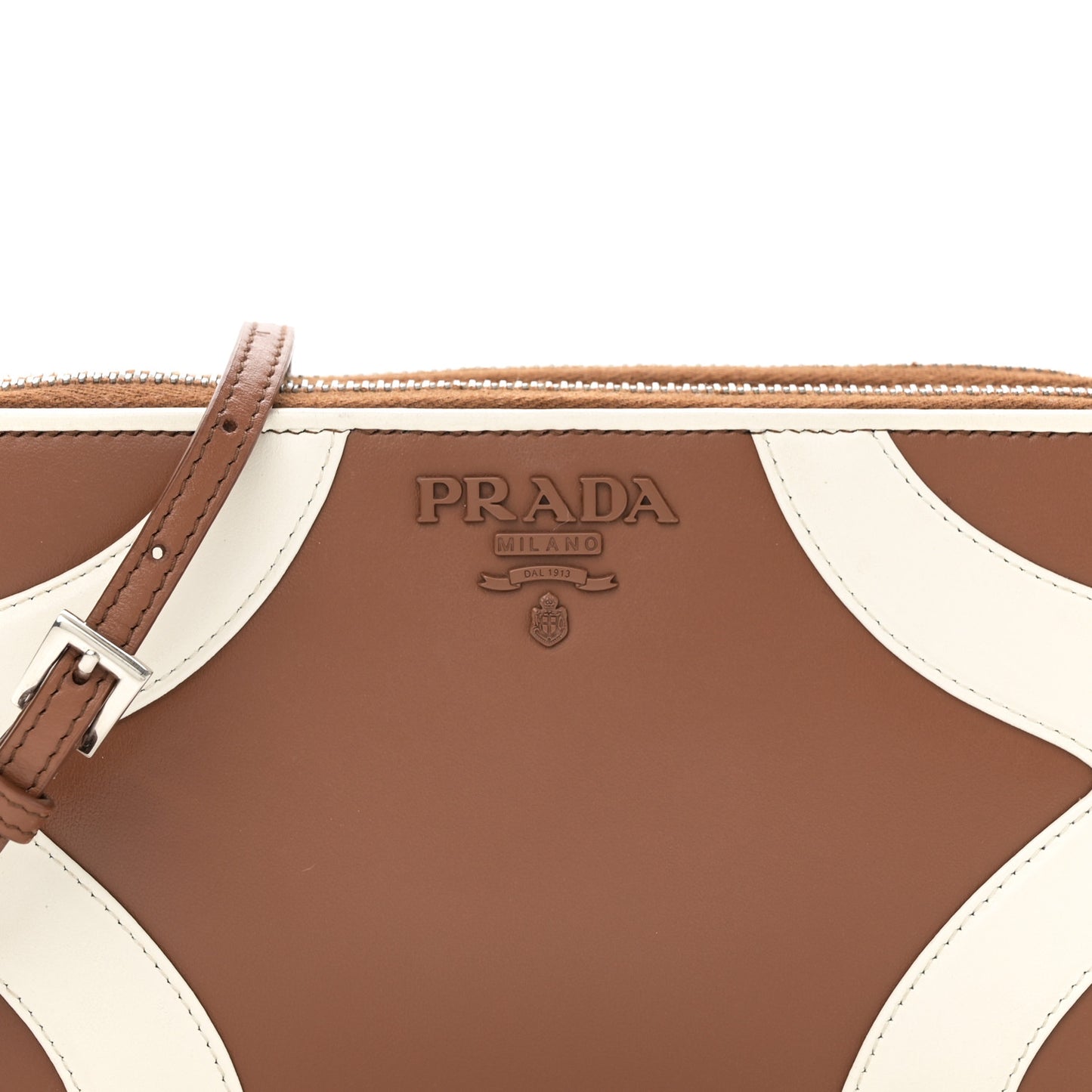 Soft Calfskin Mini Double Zip Crossbody Bag Cognac White